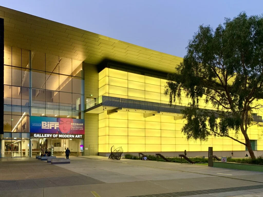 Queensland Gallery of Modern Art at dusk, Brisbane, 2019