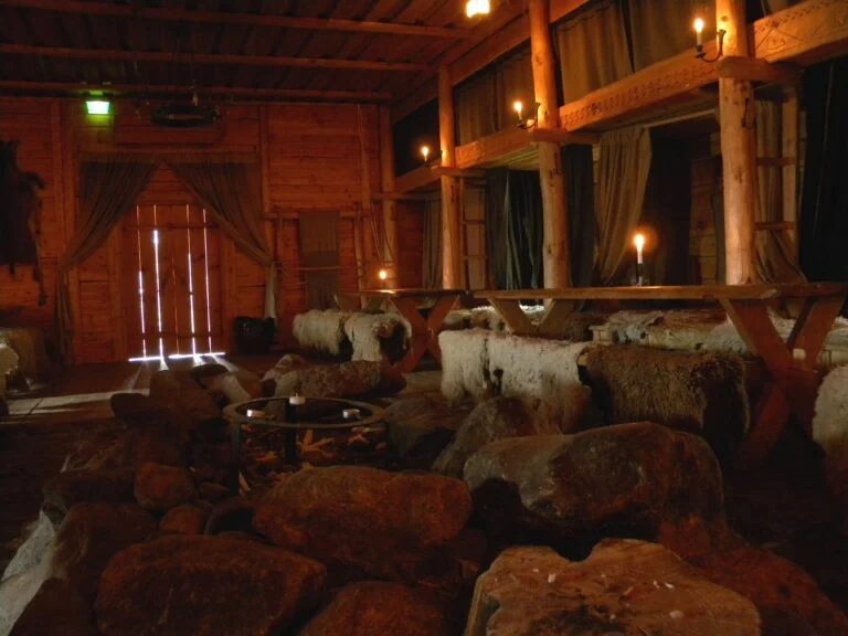 Inside Viking House in Rosala Viking Center in Finland
