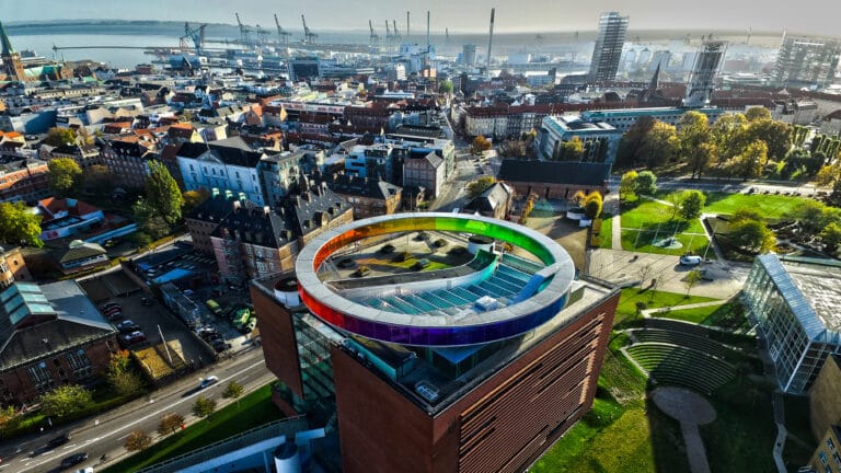 ARoS Aarhus Art Museum photographed from air