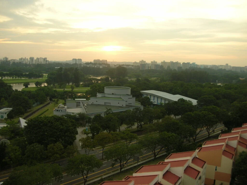Evening aerial view of the Singapore Science Centre - 20050926