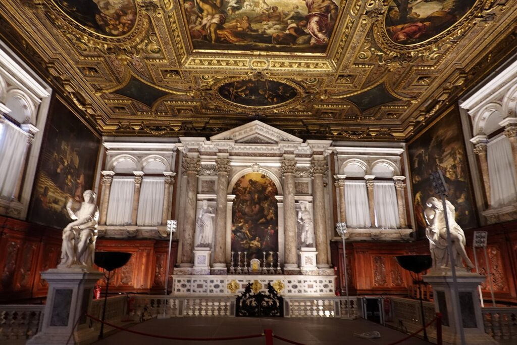 Upper hall of the Scuola Grande di San Rocco, Venice, with paintings by Tintoretto, 1575-81 (10)